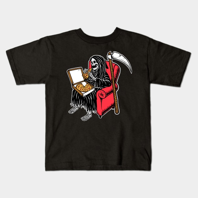 Death by Pizza Kids T-Shirt by machmigo